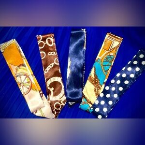 Satin Bag Bow Purse Scarves - Set of 5